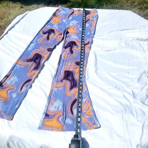 Art Class Girls Large High Rise Swirl Print Flare Knit Pants Blue Orange VIBES - Picture 2 of 9