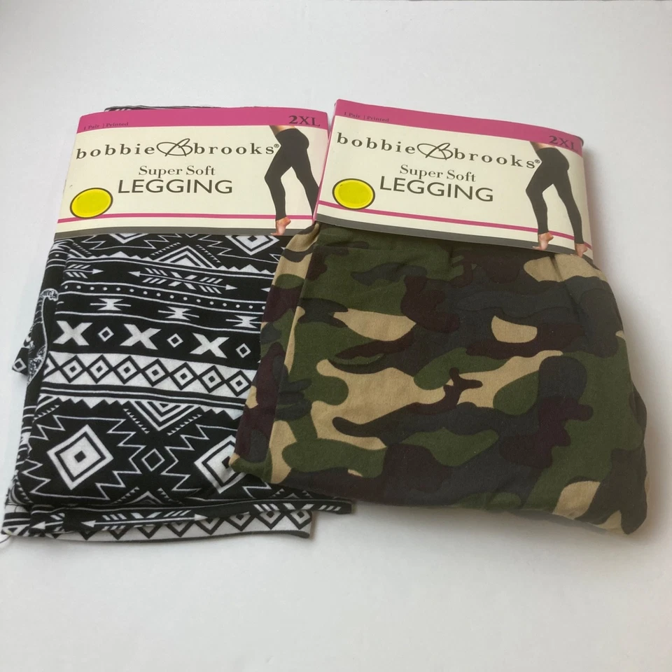 (2) Bobbie Brooks Leggings Súper Suaves Elefante/Azteca Camuflaje Yoga Pantalones 2XL (20) Foto 4 de 4