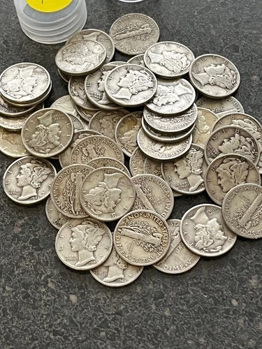 Roll  of 50 Mercury Dimes 1940-1945     F-XF