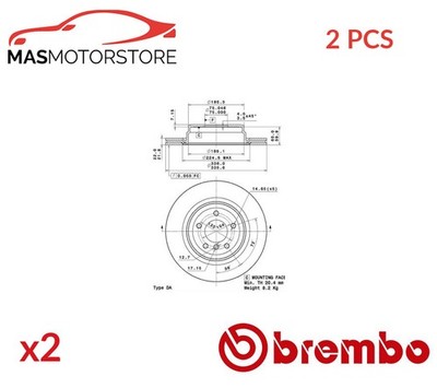 BREMSSCHEIBEN SATZ PAAR HINTEN BREMBO 09A27011 2PCS P FÜR BMW 3,X1,E91,E90,E92