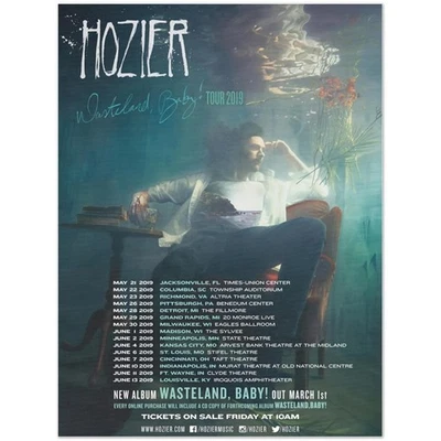 Hozier Wasteland Baby Tour Poster May To June 2019 Concert Edition