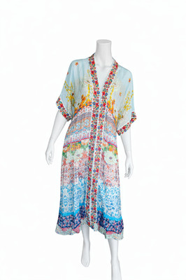 Kleid - Johnny Was Tyna: Slip Dress mit Unterkleid - Größe M in Mulitcolor