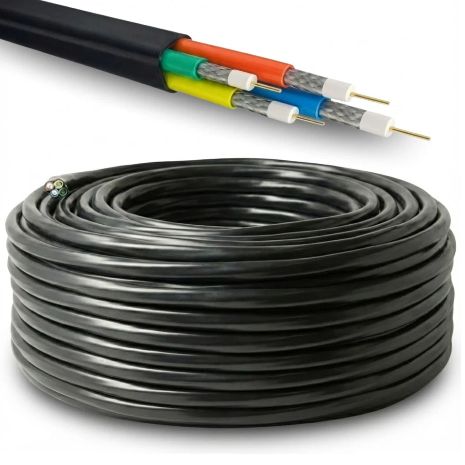 PREMIUMX 25m Quattro Quad SAT Antennenkabel 4-Fach 4in1 Koaxial Kabel Koax Digital LNB