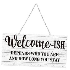 Funny Christmas Welcome Front Door Sign Welcome Black Words with White Base