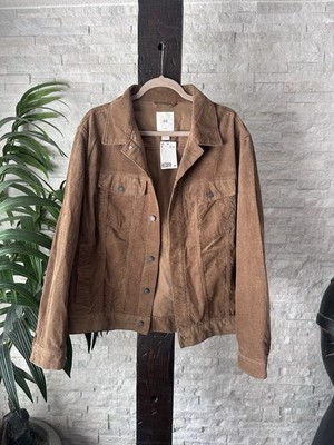 H&M L.O.G.G. Brown Corduroy Cotton Trucker Jacket Size Large New with 