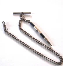 EARLY VINTAGE T BAR WATCH CHAIN & PENCIL WATCH FOB
