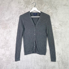 Brooks Brothers 346 Gray Cable Knit Silk Cashmere Sweater Size S Preppy Luxury