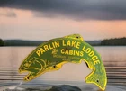 VINTAGE PARLIN LAKE CABINS PORCELAIN SIGN FISHING LODGE CAMPING MAINE GAS OIL