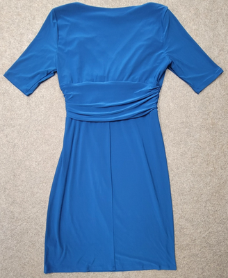 chaps blue dress Chaps Women's Ruffle Sheath Dress (Navy, XL) at Amazon Women's Clothing store