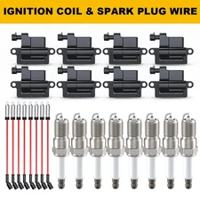 8 Pack Square Ignition Coil & Spark Plug Wire For 2001-2006 GMC Sierra 1500 HD