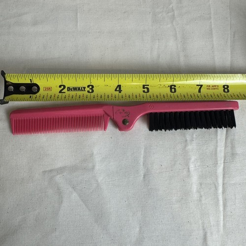 Vintage Goody Brush & Comb Folding Combo Nylon Bristles Pink Handle Purse Travel - Picture 5 of 8