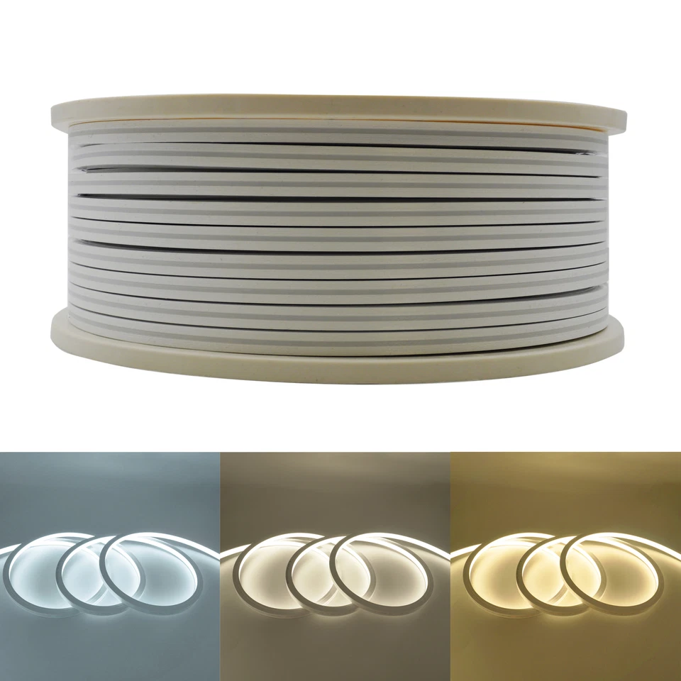 BOBINA 50M STRISCIA LED 220V 10W/M IP65 LUCE NEON LED TAGLIO OGNI 10CM S45 - Immagine 2 di 4