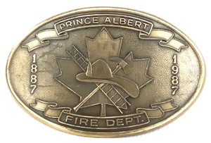 Vintage Belt Buckle Prince Albert Fire Department Made In USA 1987