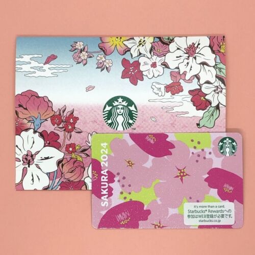 LATEST! Starbucks Card JAPAN 2024 Sakura Cherry Blossoms Glitter w/PIN Cover 227 - Picture 1 of 3