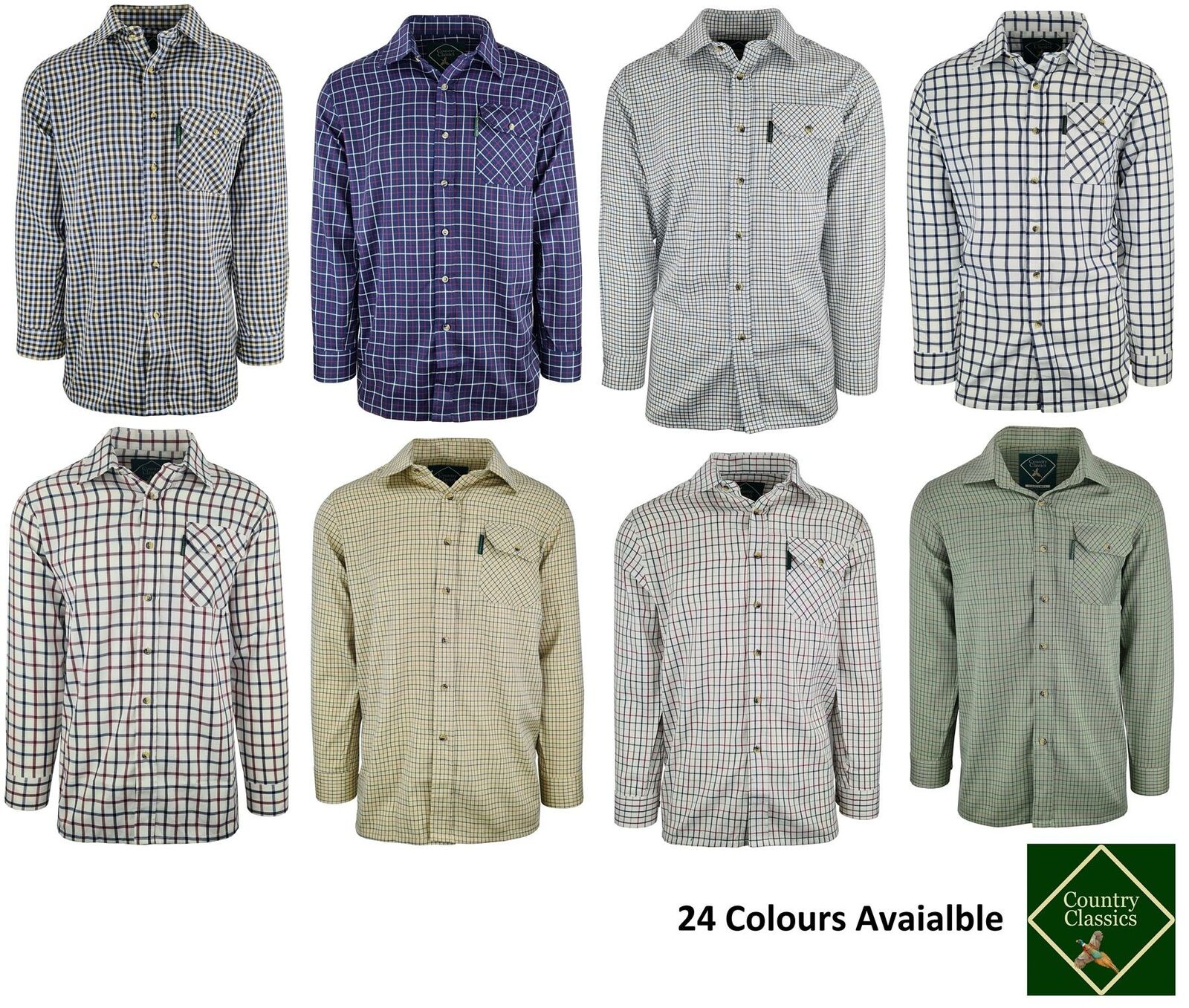 Country Classics Mens Long Sleeve Quality Check Shirt Cotton Work  24 Colours