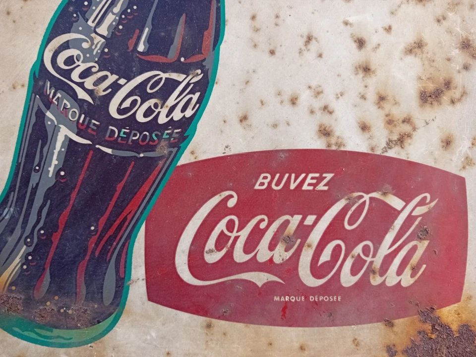 Buvez COCA-COLA soda ancienne plaque publicitaire en tôle décoration bar bistro - Photo 2/4