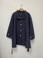 Yacco Maricard - Navy Cotton Pintuck Pleat Belted Jacket/coat - L