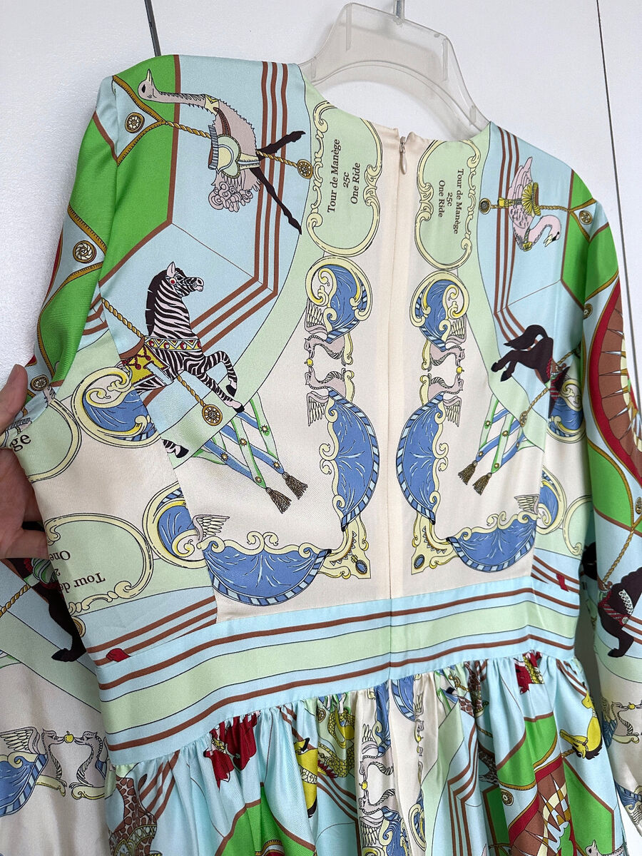 Tory Burch Carousel Printed Mini Dress Silk Animal Blue Tory Burch Carousel Printed Mini Dress Silk Animal Blue
