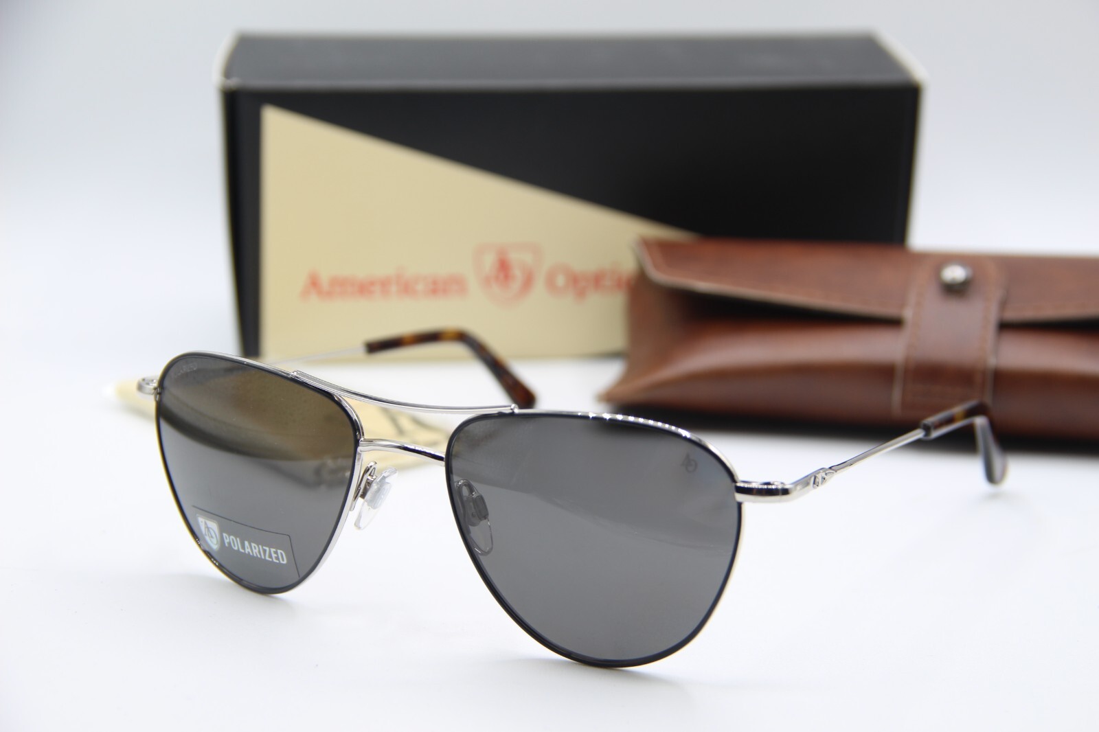 New American Optical Sebring C1 Silver Polarized Authentic Sunglasses 55-19