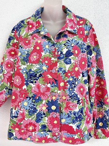 TOG SHOP~100%COTTON~MULTI COLOR FLORAL~LONG SLEEVE~BUT DOWN JACKET~XL~NWT - Picture 3 of 10