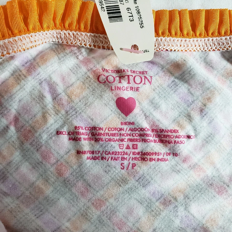 Biquíni Victoria's Secret acabamento com babado pequeno rosa laranja roxo xadrez - Imagem 3 de 3