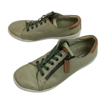 Andrea Conti Low Top Leather Sneakers Womens 36 Green
