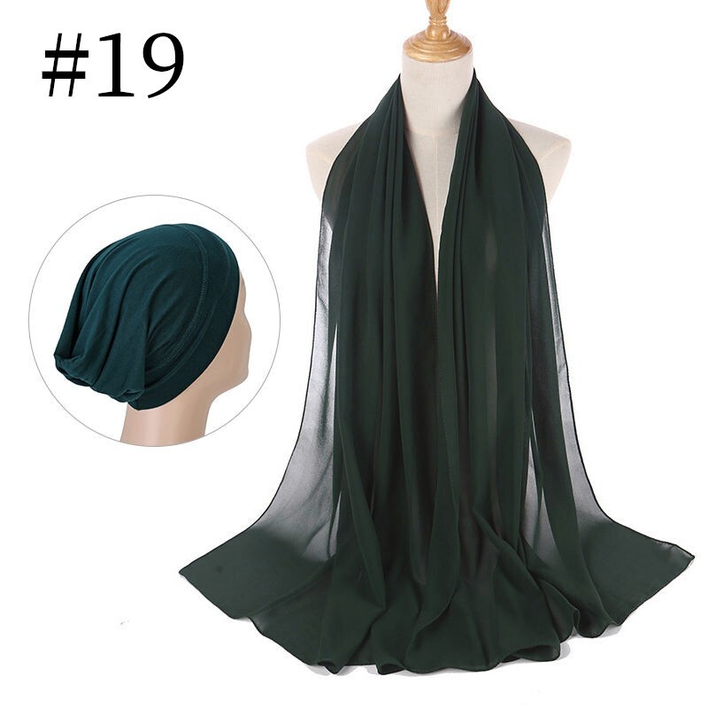 Chiffon Hijab and Under Cap Set, 2 Pcs, premium quality solid colors Hijab/scarf image 10