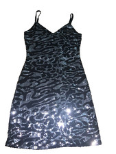 G by Guess Black Lace Sequin Strap Cocktail Club Dress Women's Size S
