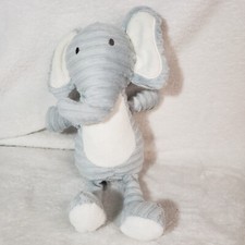 Chick Pea Ribbed Elephant Plush 10  Gray White Crinkle Baby Lovey Toy
