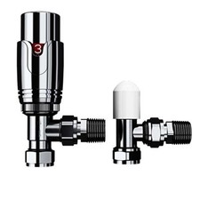 Radiator Valves X2 Thermostatic 1/2'' Angled Corner Straight TRV Lockshield Rads