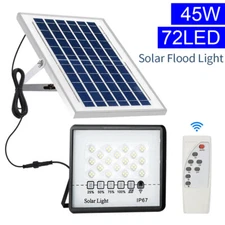 128/72 LED  Solar Flood Light Remote Outdoor Garden Security Dusk to Dawn Lamp