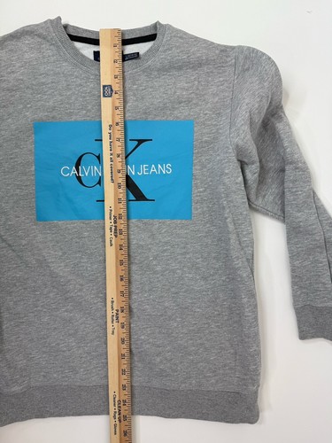 Calvin Klein Sweatshirt Youth L/G (14/16) Logo Pullover Crewneck Logo Gray - Picture 6 of 9