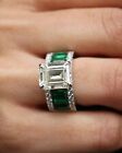 2.8Ct Emerald Cut Moissanite Solitaire 14K White Gold Women Valentine Gift Ring