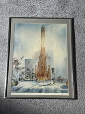 Poster Print Tom Lynch Illinois Artist Chicago Watertower Signed With COA Framed