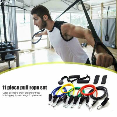 11 STÜCK WIDERSTANDSBÄNDER SET YOGA GYM CROSSFIT FITNESS TRAINING TRAININGSSCHLÄUCHE