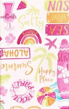 Hawaiian Beach & Pool Fun Collage Vinyl Tablecloth w/Zipper Umbrella Hole