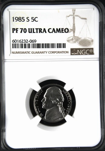 1985 S Proof Jefferson Nickel NGC PF70 Ultra Cameo