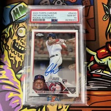 ⚾️ 2023 Topps Chrome OSCAR GONZALEZ Rookie Auto RC #RA-OG PSA 10 GEM MINT! 🔥🥵