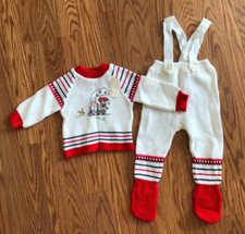 NWT Baby Club Baby boys White red blue with a Train knit vintage outfit size