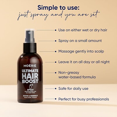 Moerie Ultimate Hair Boost Spray Biotin Wachstum dicker voller längeres Haar 150ml