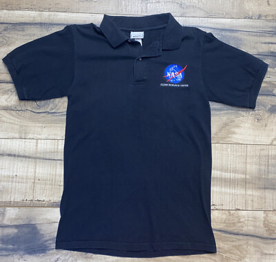 Vintage Anvil Embroidery NASA Glenn Research Center Black Polo
