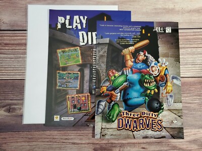 Three 3 Dirty Dwarves Sega Saturn Double Page Game Promo Ad Art