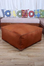 Boho Genuine Pouffe Relaxing Handcrafted Leather Moroccan Ottoman