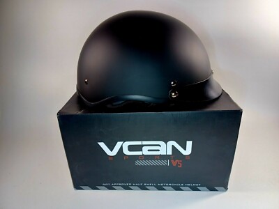 VCAN V5 Cruiser  Motorcycle Half Helmet Flat Black, Small 55-56 cm