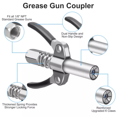 4pcs Grease Gun Fitting Tool Kit 90 Degree Coupler Adapter Needle Tips Dispenser - Picture 5 of 10