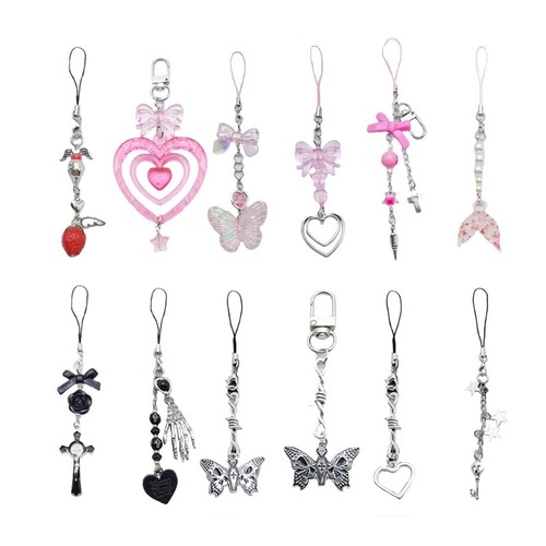 Pink Y2K Phone Charm Pendant Keychain For Bag Phone Chain Cute Accessories - Zdjęcie 2 z 20