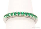 Vintage Man-made Emerald Sterling Silver Band Ring - Size 8