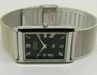 Vintage Seiko Slim Quartz Black Face Rectangle Japanese 26MM Men's Watch A40