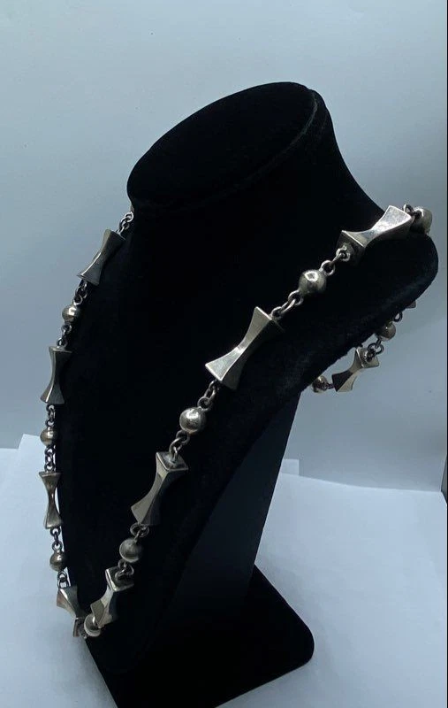 Sterling Silver Modernist Taxco Necklace 88.6g - Image 3 of 4