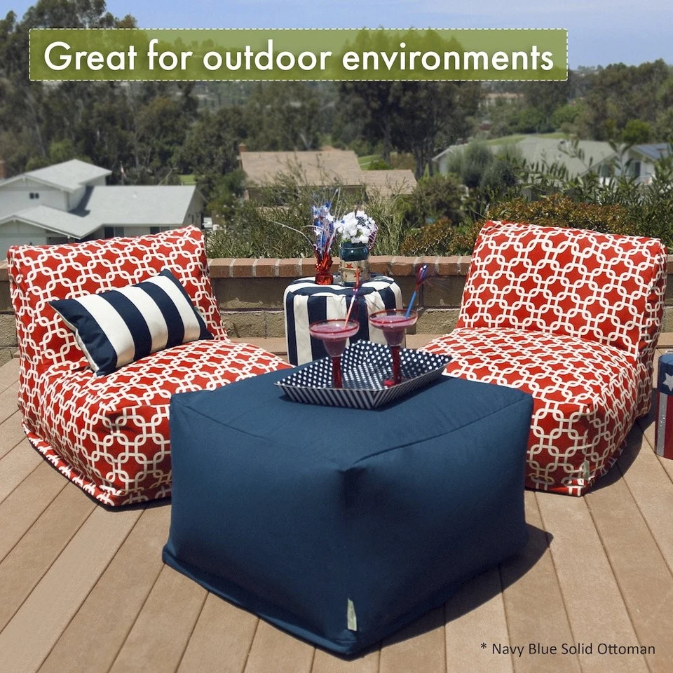 Majestic Home Goods Ottoman Pouf Vertical Stripe Burnt Orange - Image 4 of 4